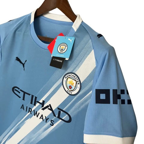 Camisa Manchester City I 25/26 - Torcedor Puma Masculina - Azul faixa Branca